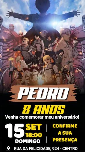 Convite de Aniversário Shingeki no Kyojin Editável