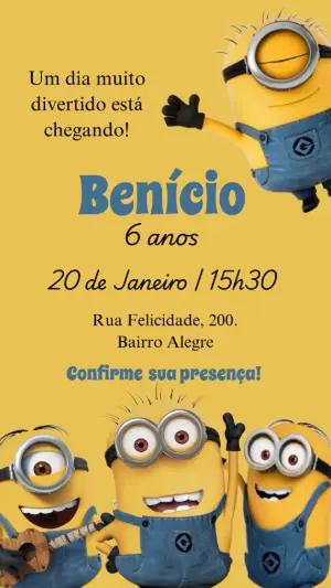 Convite Animado Minions: Vídeo de Aniversário para Editar