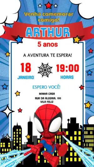 Convite Aniversário Homem Aranha para editar