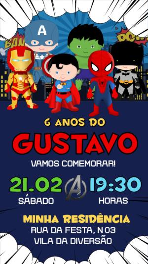 Convite de Aniversário Vingadores Baby Editável Online