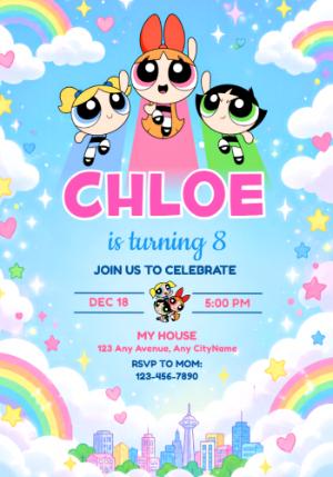 Powerpuff Girls Birthday Invitation | Editable Template