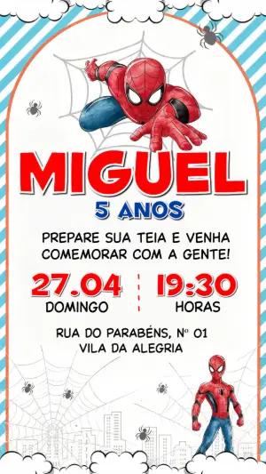 Convite de Aniversário Homem Aranha Infantil para Editar