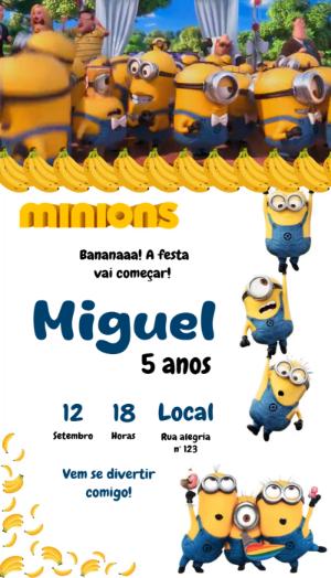 Convite Animado de Aniversário Minions para Editar Online