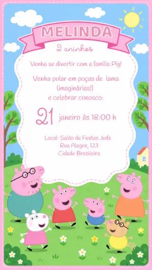 Convite de Aniversário Peppa Pig Modelo Editável Online