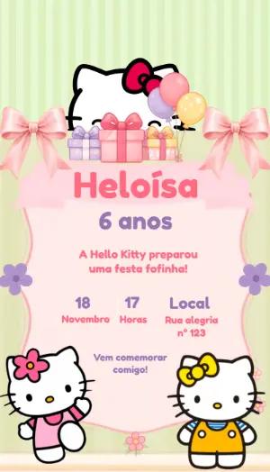 Convite Animado de Aniversário Hello Kitty para Editar