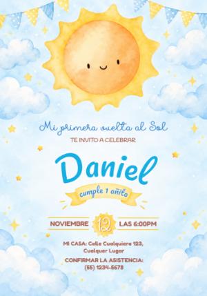 Invitación Editable Primer Añito Mi Primera Vuelta al Sol