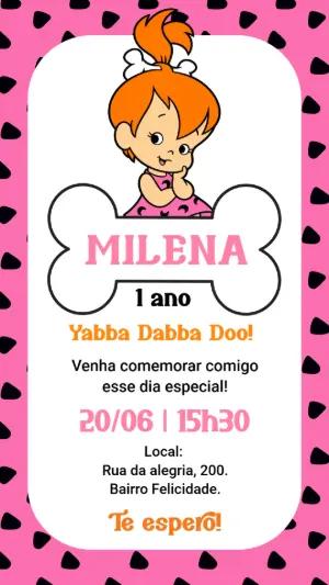 Convite Animado de Aniversário da Pedrita Flintstone Editável