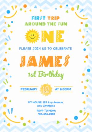 First Trip Around the Sun 1st Birthday Invitation Template