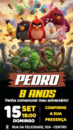 Convite de Aniversário Angry Birds Digital para Editar