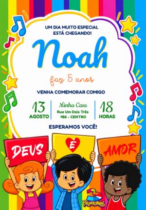 Convite de Aniversário 3 Palavrinhas Editável