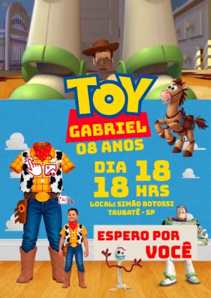 Convite Animado Toy Story: Vire o Woody com Foto IA Editável