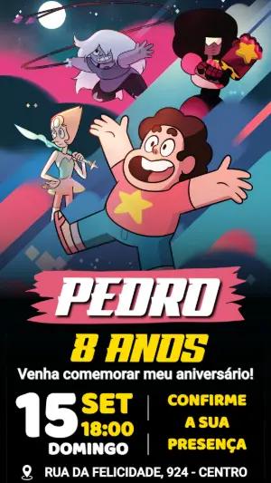 Convite de Aniversário Steven Universo para Editar