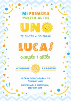 Invitación Primer Añito Mi Primera Vuelta al Sol para Editar