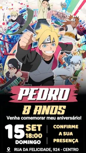 Convite de Aniversário Boruto: Modelo Digital para Editar