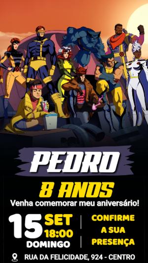 Convite Digital de Aniversário X-Men '97 para Editar