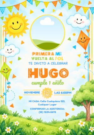 Invitación Primer Añito Editable 'Mi Primera Vuelta al Sol'