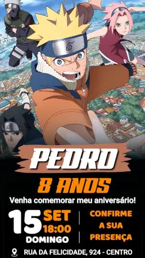 Convite de Aniversário Naruto Editável Online