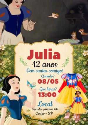 Convite Animado Branca de Neve: Vire a Princesa com sua Foto IA