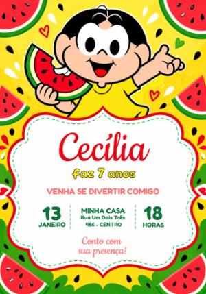 Convite de Aniversário Magali Turma da Mônica Editável