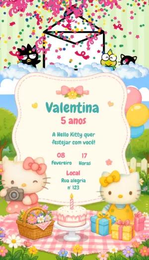 Convite Animado de Aniversário Hello Kitty para Editar