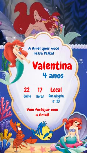 Vídeo Convite de Aniversário da Pequena Sereia para Editar