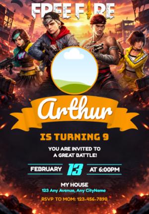 Free Fire Birthday Invitation | Editable Digital Template
