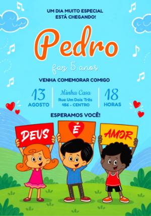Convite de Aniversário 3 Palavrinhas para Editar Online