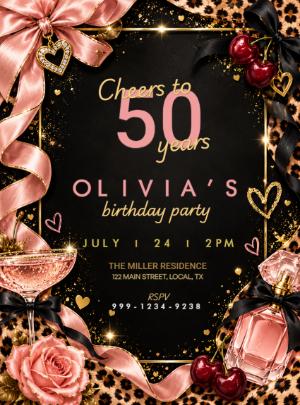 Elegant 50th Birthday Invitation | Editable Digital Template
