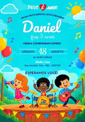 Convite de Aniversário 3 Palavrinhas para Editar