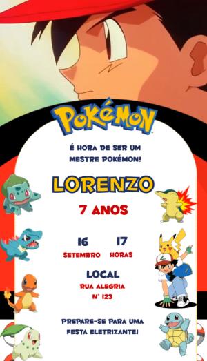 Convite Animado de Aniversário Pokémon para Editar Online
