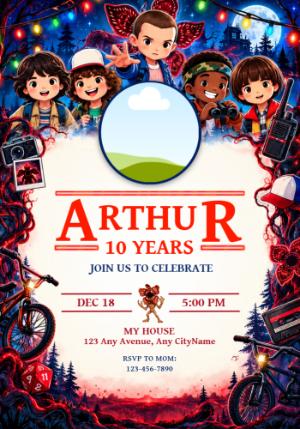 Stranger Things Birthday Invitation with Photo | Editable Template