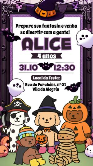 Convite de Aniversário Halloween Bob Gods para Editar Online