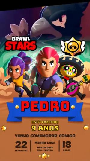 Convite Animado de Aniversário Brawl Stars: Vídeo para Editar