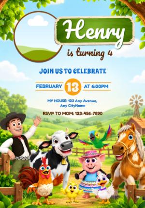 Zenon's Farm Birthday Invitation | Editable Digital Template