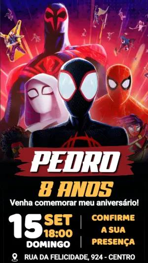 Convite de Aniversário Homem-Aranha Aranhaverso Editável