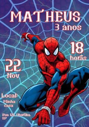 Convite de Aniversário Homem-Aranha Editável Infantil