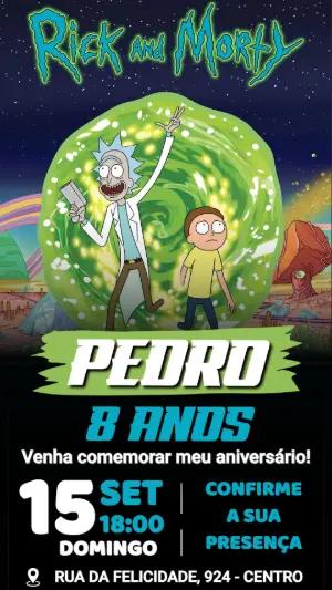 Convite de Aniversário Rick and Morty Digital para Editar