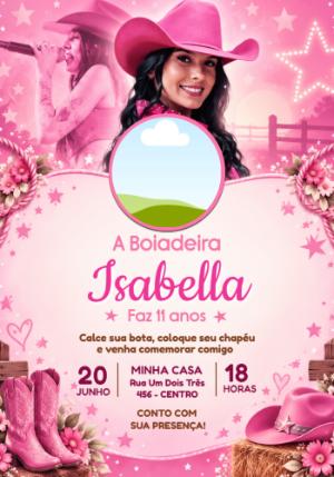 Convite de Aniversário Ana Castela Boiadeira com Foto Editável