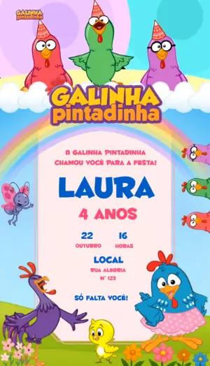 Convite Animado Galinha Pintadinha: Vídeo de Aniversário Editável