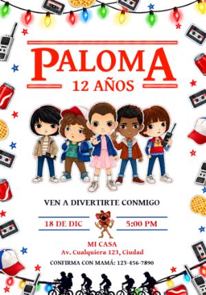Invitación de Cumpleaños Stranger Things Editable