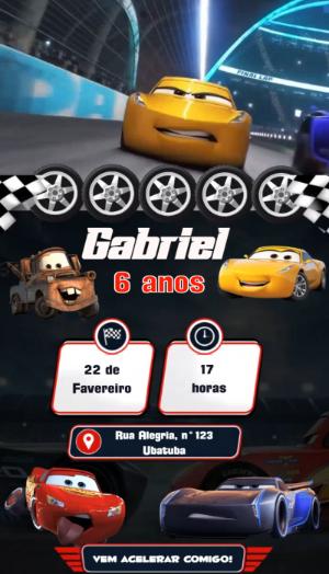 Convite Animado Carros: Vídeo de Aniversário para Editar
