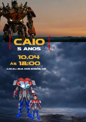 Convite Animado Transformers: Vire o Optimus Prime com Foto IA