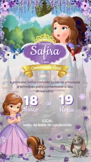 Convite Animado Aniversário Princesinha Sofia para Editar