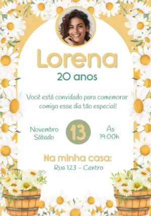 Convite de Aniversário Margaridas com Foto para Editar Online