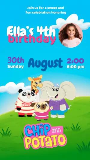 Chip and Potato Birthday Invitation | Editable Digital Template