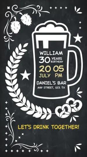 Chalkboard Beer Birthday Invitation | Editable Template
