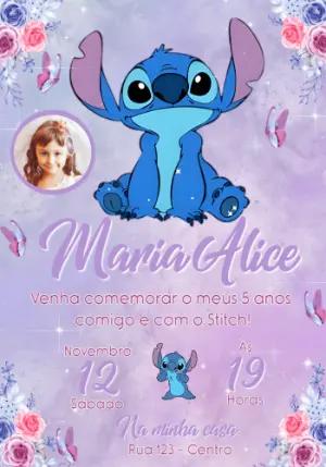 Convite Aniversário Stitch com foto