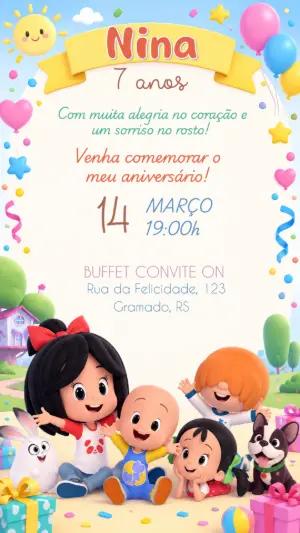 Convite de Aniversário Cleo & Cuquin Editável Online