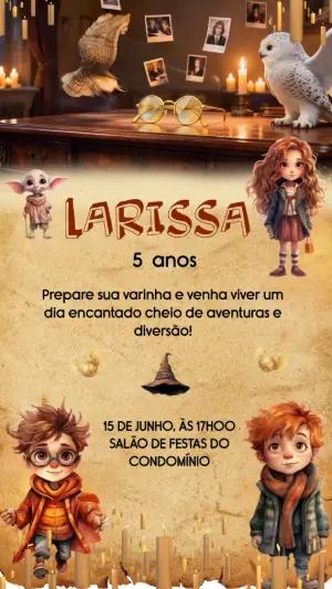 Convite Animado Aniversário Harry Potter para Editar