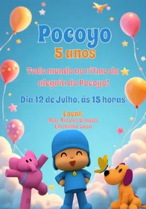 Convite de Aniversário Pocoyo e sua Turma para Editar Online